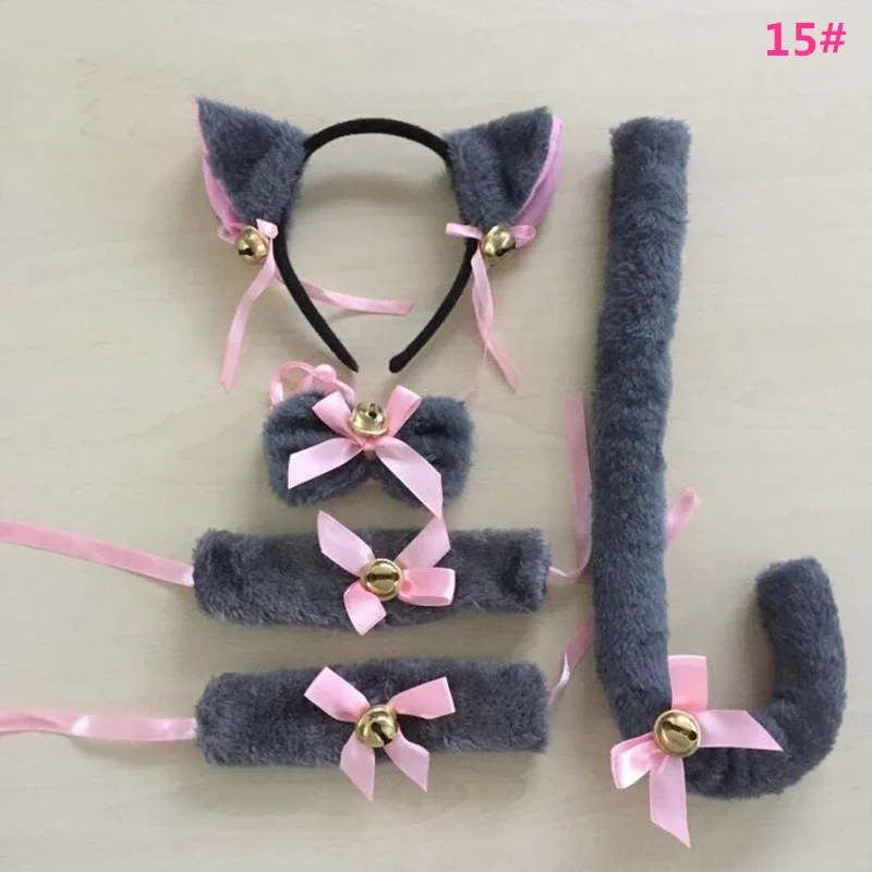 Cosplay&ware Cartoon Cat Fox Ear Bell Headband Bow Neckwear Maid Anime Cosplay Fancy Dress Set Women Girls Party Props Costume -Zentai shop online