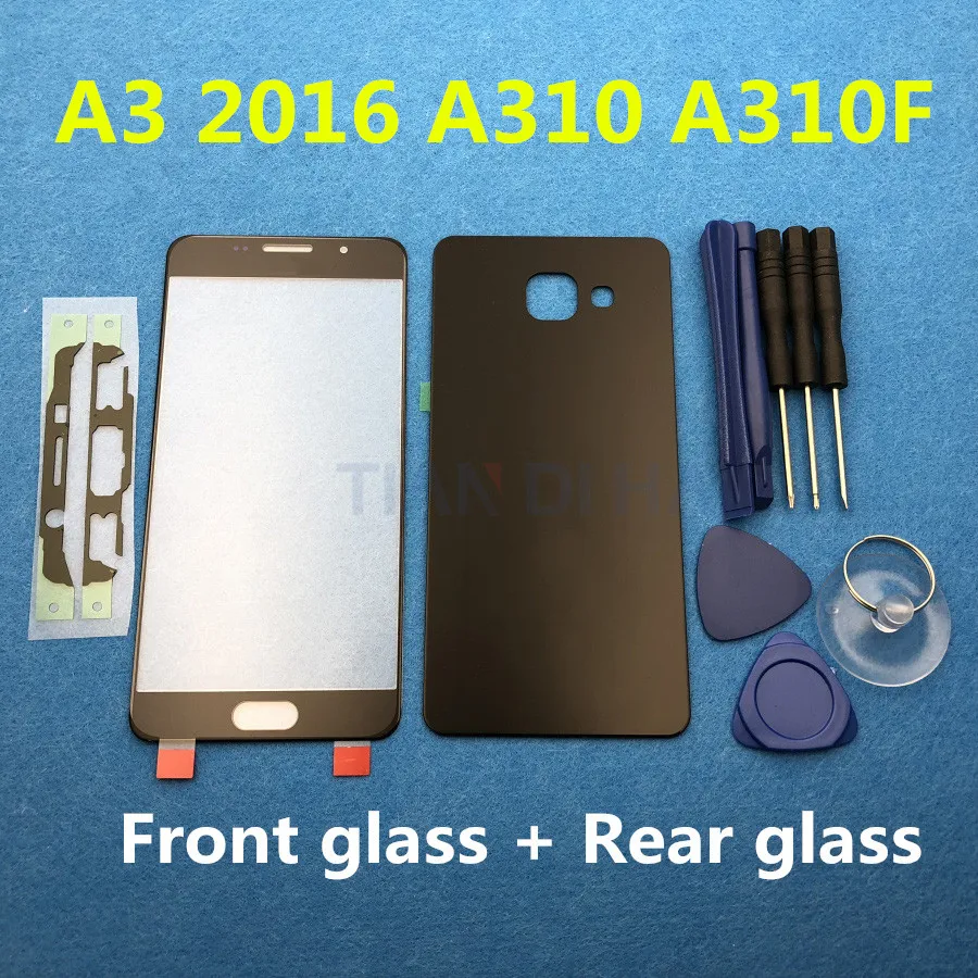 

Front Touch Panel Outer Lens + Rear Battery Door Back Glass Housing Cover For Samsung Galaxy A3 2016 A310 A310F SM-A310F A310H
