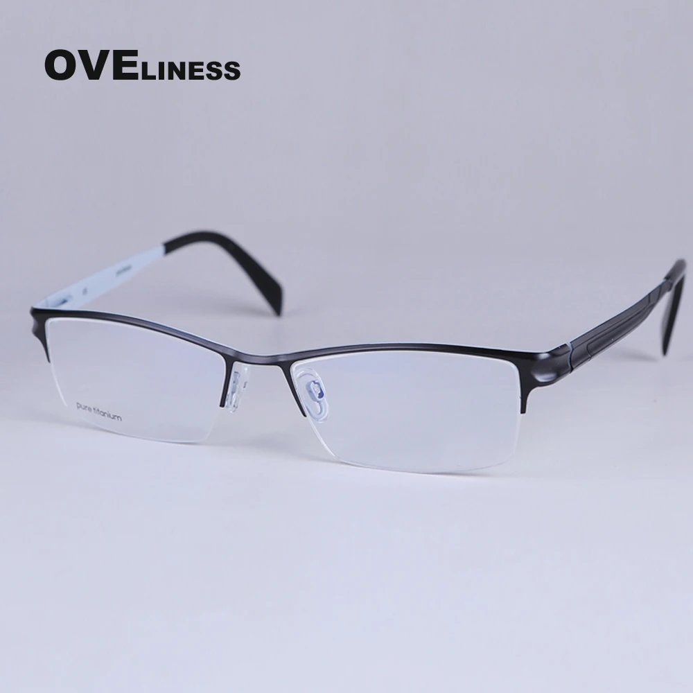 Титановые очки, оптическая оправа для очков, полуоправа, очки по рецепту, большие квадратные очки, оправа
