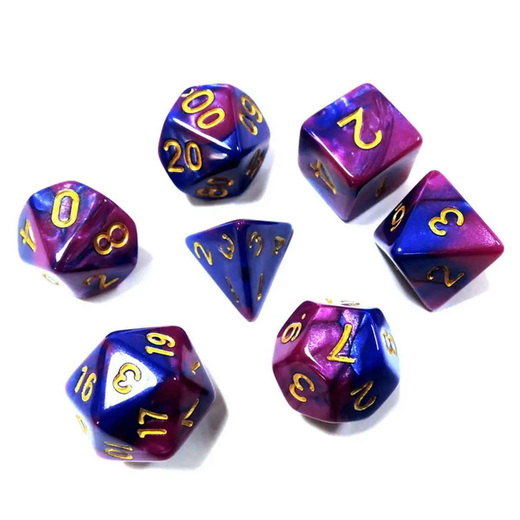 

7 Pcs/Set Dice Durable Colorful Multicolor Portable Sturdy Dice Geometric Shape Set Home Desktop Games Dice