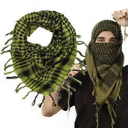 Военный ветрозащитный зимний шарф мужской мусульманский хиджаб тонкий шемаг тактический шарф арабский Keffiyeh шарфы Хлопок Мода желтый