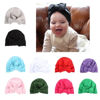 

Baby Turban Hat with Bow Turbans for Kids Toddler Topknot Beanie Baby Girls Gift