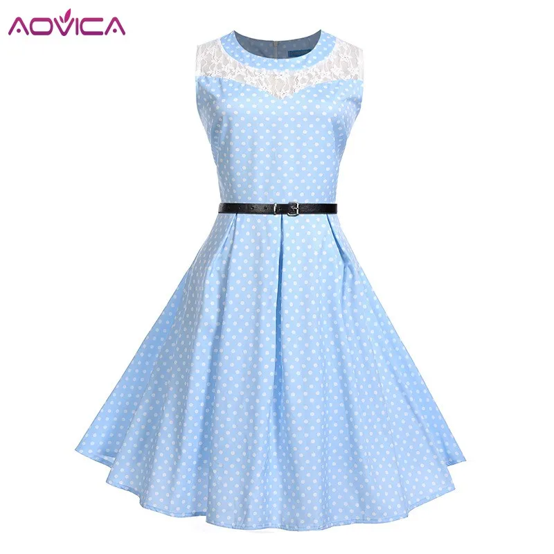 

Aovica Women Vintage Dress Robe Vestidos Hepburn 50s 60s Polka Dot Party Dresses Casual Elegant Rockabilly Pin Up Sundress