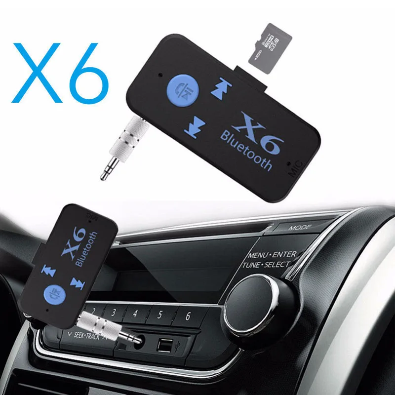 

X6 Wireless Bluetooth Receiver 3.5mm Bluetooth Car Kit Support TF Card A2DP Audio Stereo Bluetooth Hands Free Music Receiver