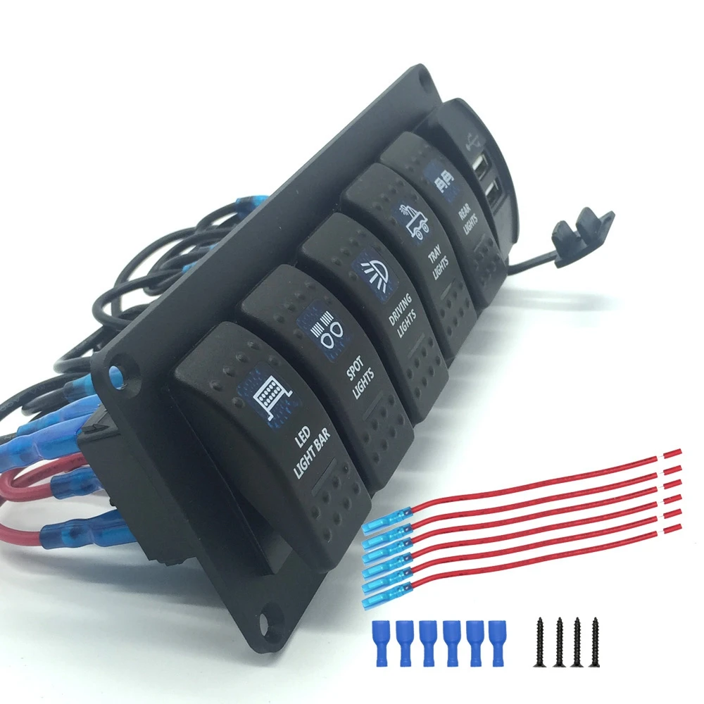 6gang Alloy Marine Switch Panel for Car RV Yacht Ship Rocker Switches