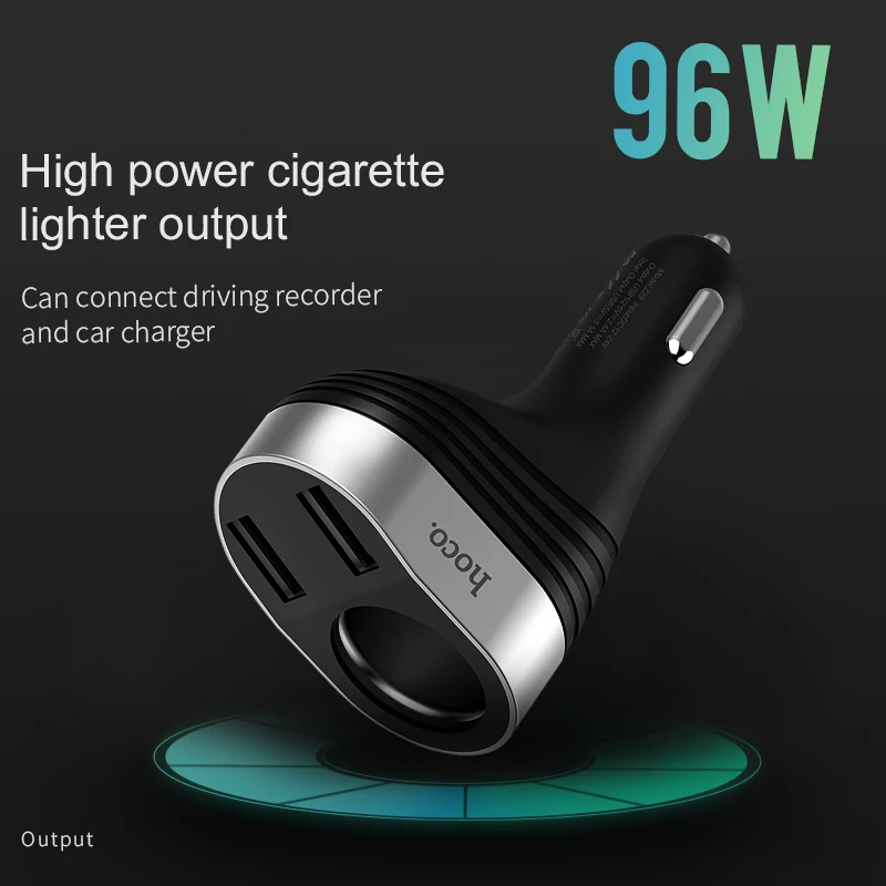 HOCO واحد مقبس شاحن سيارة 2 USB سيارة ولاعة السيجار ل فون سامسونج Xiaomi الجهد الحالي عرض السيارات الفاصل سيارة-شاحن