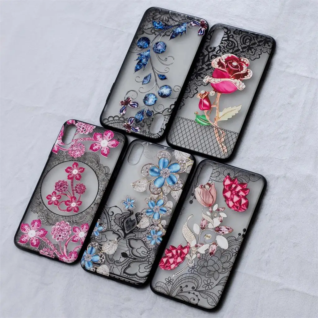 3D Relief Lace Flower Phone Case For Apple iPhone X iPhoneX cover PC TPU i shell |
