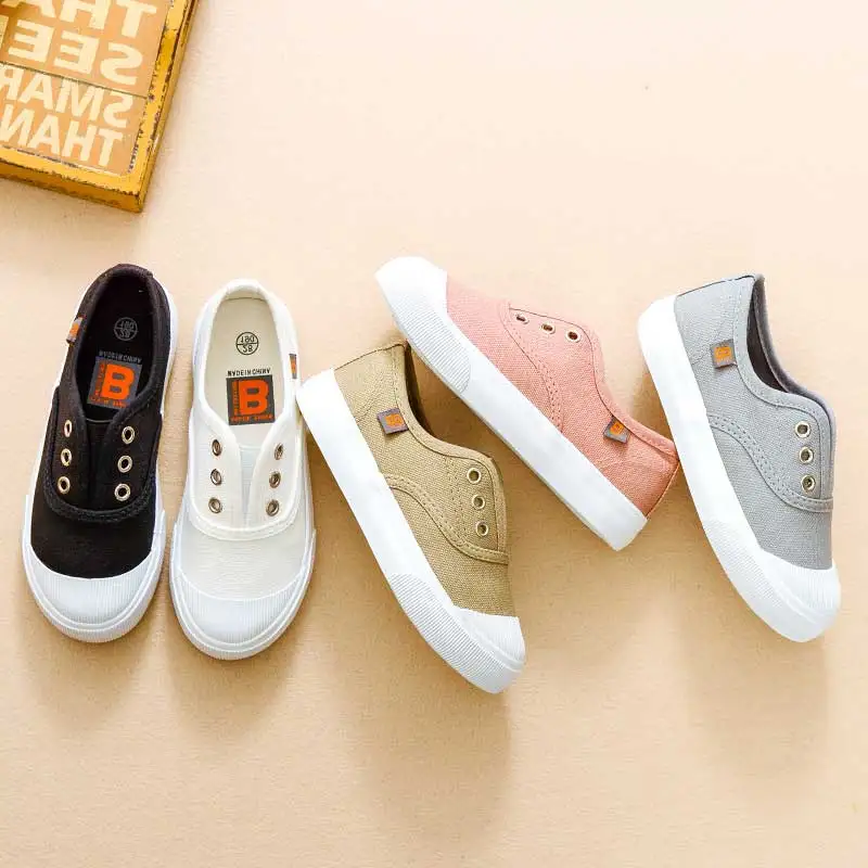 بنين بنات قماش أحذية ربيع الخريف الأطفال عارضة الأحذية الرياضية الشقق أحذية رياضية الكلاسيكية الانزلاق على تنفس Size19-37