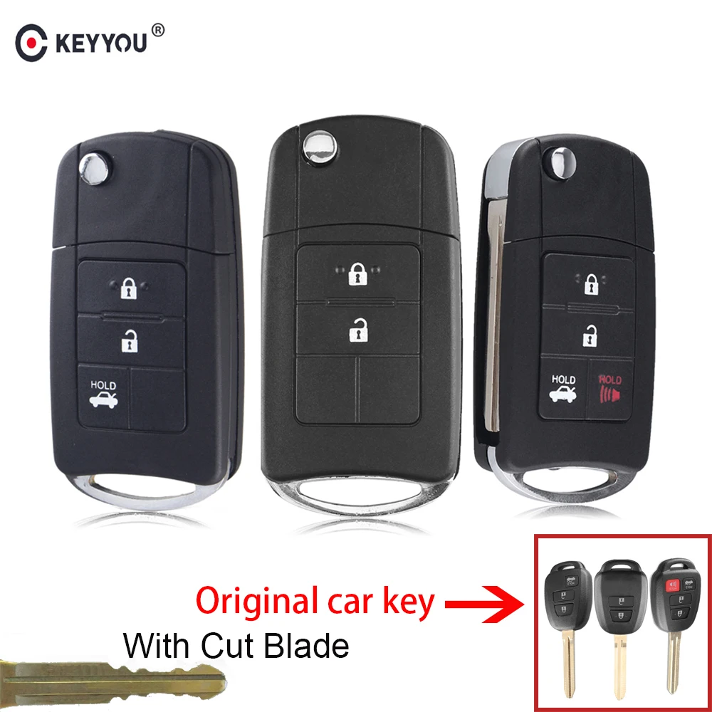 KEYYOU модифицированный Filp дистанционный Брелок чехол для Toyota Camry RAV4 Corolla с режущим обслуживанием автомобильный брелок, чехол для ключей лезвие toy43