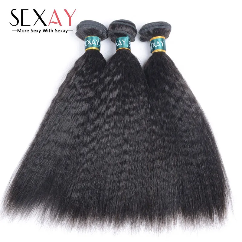 

Best 8A Brazilian Kinky Straight Virgin Hair 3Pcs Unprocessed Brazilian Coarse Yaki Bundles Perm Yaki Straight Remy Human Hair