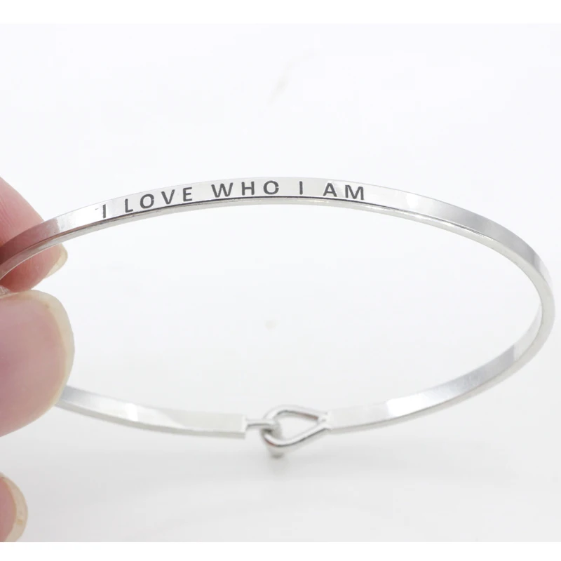 Браслет I LOVE WHO AM из полированной меди с серебряным покрытием YP6452|Браслеты| |