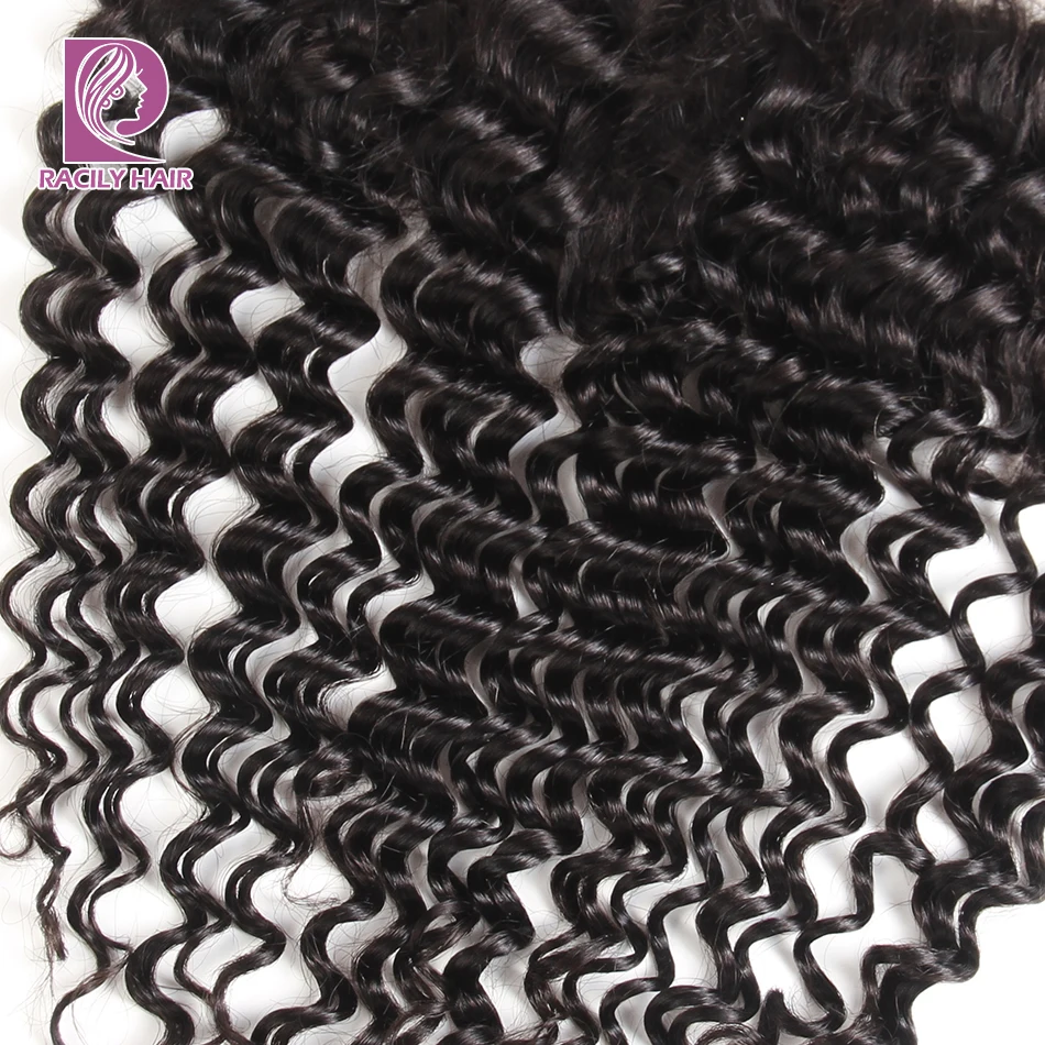 Racily Hair 13X4 Brazilian Deep Wave Lace Frontal Closure Color 1B Remy Human Hair Free/Middle/Three Part Frontal Free Shipping