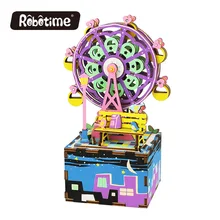 Free Shipping Robotime 3D Puzzle DIY Cool Mechanism Gift Wooden Greeting Souvenir Birthday Present Music Box Ferris Wheel AM402