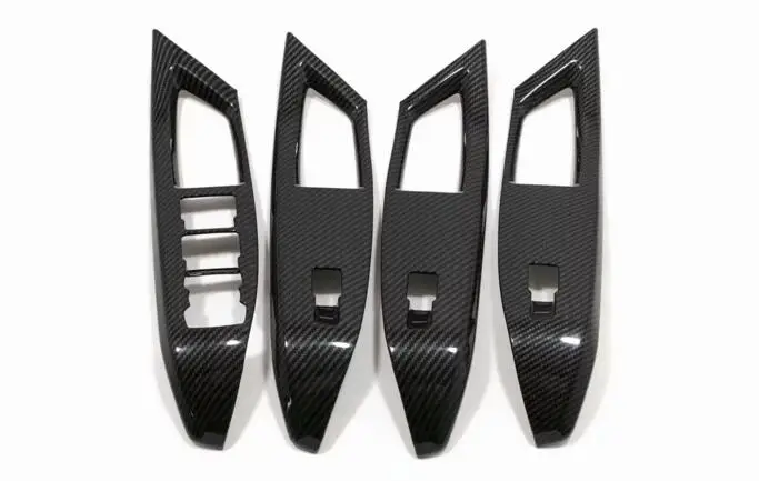 Carbon fiber Автомобиль Стайлинг двери окна стекло панель подлокотник лифт для кнопки переключателя рамка 4 шт. для Ford Focus - Название цвета: Carbon fiber