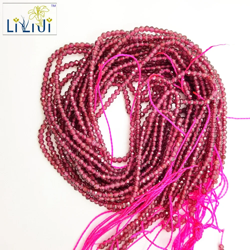 

Lii Ji Natural Stone Garnet about 1x2mm Round Shape Facted beads about 40cm DIY Jewelry Making Necklace Bracelet