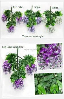 

f-shipping normal quality short style 65cm 3 colors Wisteria string violet silk flower vine wedding decoration hotal decoration