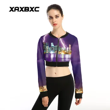 

New Arrival 009 Sexy Women Girl Lightning City Flash 3D Prints Polyester Suits Short Zipper Jacket Outside Workout Hoodies
