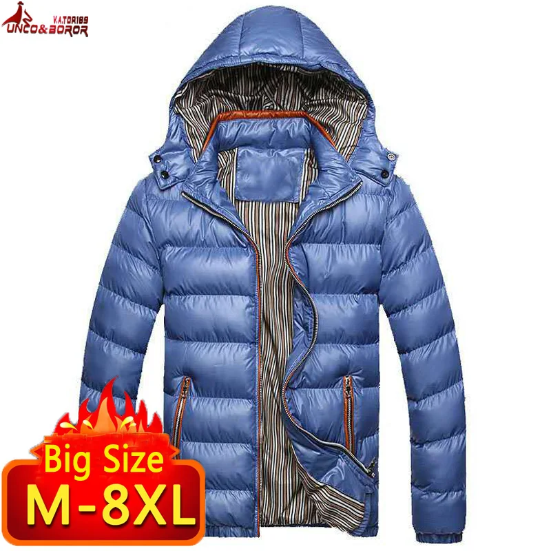 Новая зимняя мужская куртка 6XL 7XL 8XL, повседневные мужские куртки и пальто, верхняя одежда, хлопковая стеганая парка, Мужская ветровка с капюшоном, мужская одежда