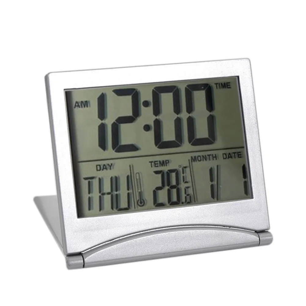 Alarm Clock Calendar Display date time temperature Folding mini Desk
