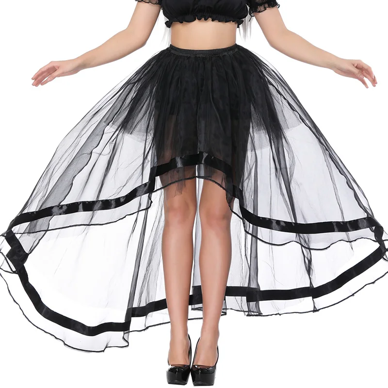 Lady Mesh Skirt Summer Long Transparent Tulle Skirts Sweet Tutu Skirt Women Black Lace Sexy Corset Bottom Burlesque Corset Skirt (1)