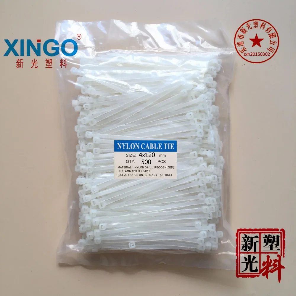 

500Pcs/pack 4*120mm High Quality width 3.6mm White Color (National Standard) Self-locking Plastic Nylon Cable Ties,Wire Zip Tie