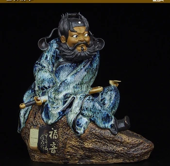 

12''chinese ceramic pottery Painting handcraft folk home protect god Zhong Kui