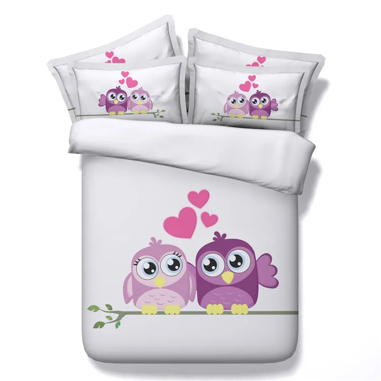 

100% modal cotton 3d children cartoon owl 5pcs bedding set with comforter twin/full/queen/king/super king size free shipping