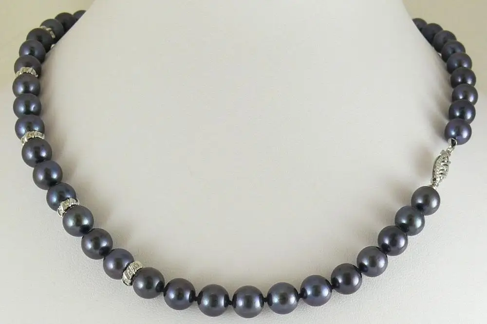

10-11mm natural south seas black pearl necklace 18inch (9.13)
