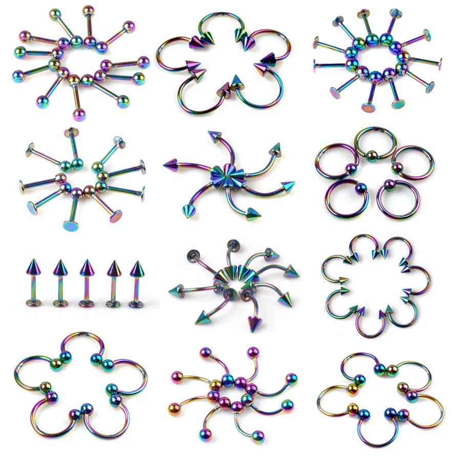 

Chic 10pcs tragus piercing earring Titanium steel Body Jewelry hoop Belly Tongue Ring Lip Eyebrow Piercing Wholesale
