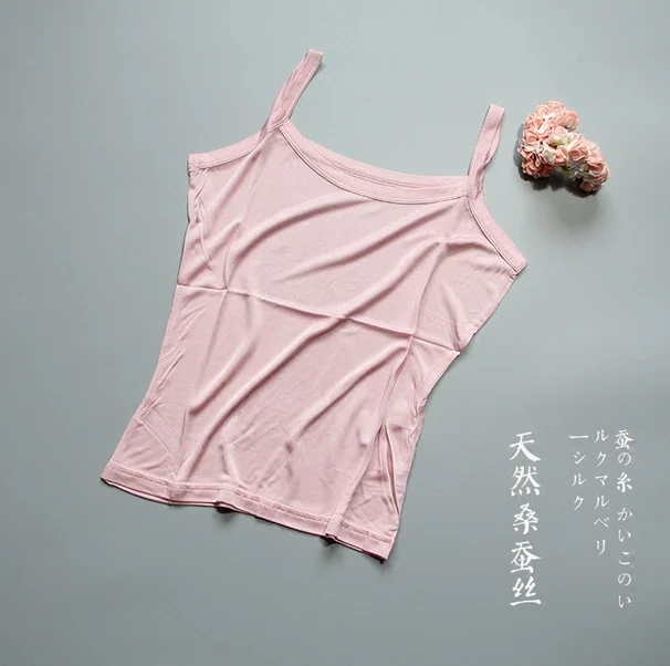 

50% Silk 50% Viscose Knit Basic Camisole Top Vest Shirt Sleepwear Spaghetti Strap SG308