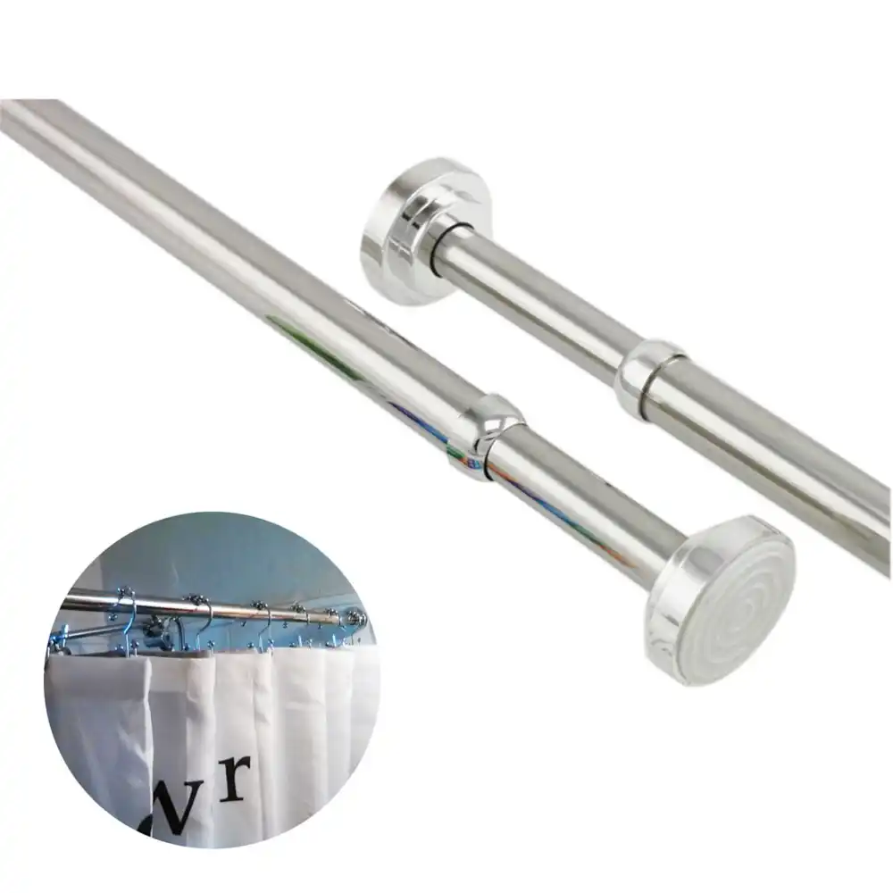 Adjustable Stainless Steel Spring Tension Rod Rail For Clothes / Towels