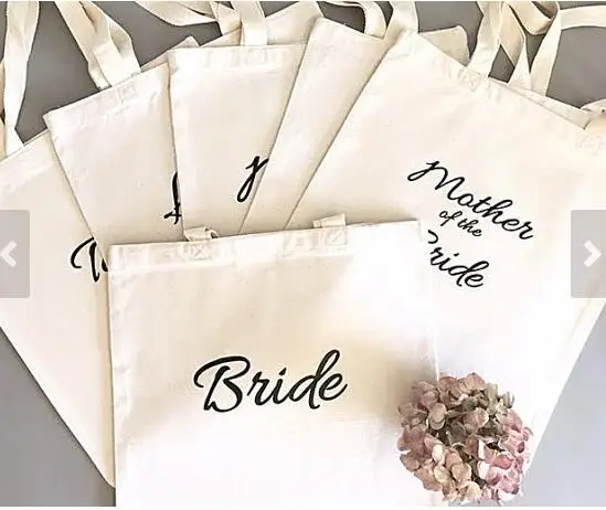 Thank you bridesmaid tote bags Personalized text Champagne Party wedding gift Bags Bachelorette ...