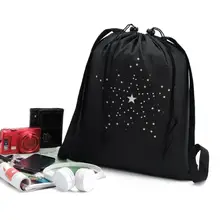 Women Girls Drawstring Sports Shoe Dance Bag Schoolbag Storage Backpack