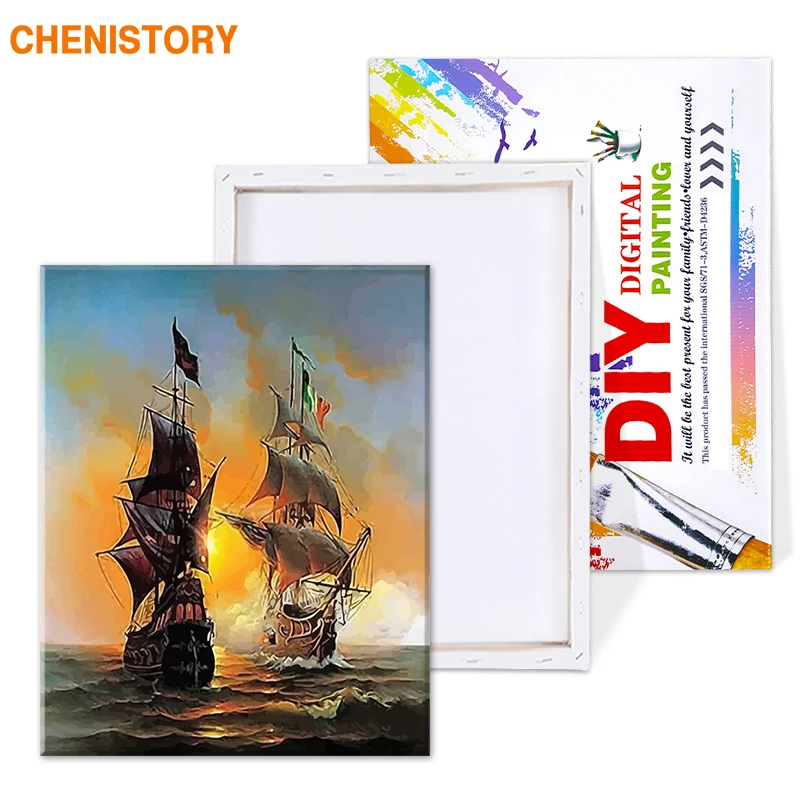 Seascape Sailing Boat Europe Art Canvas Painting DIY Painting By Numbers Oil On Canvas Home Decor 40*50cm