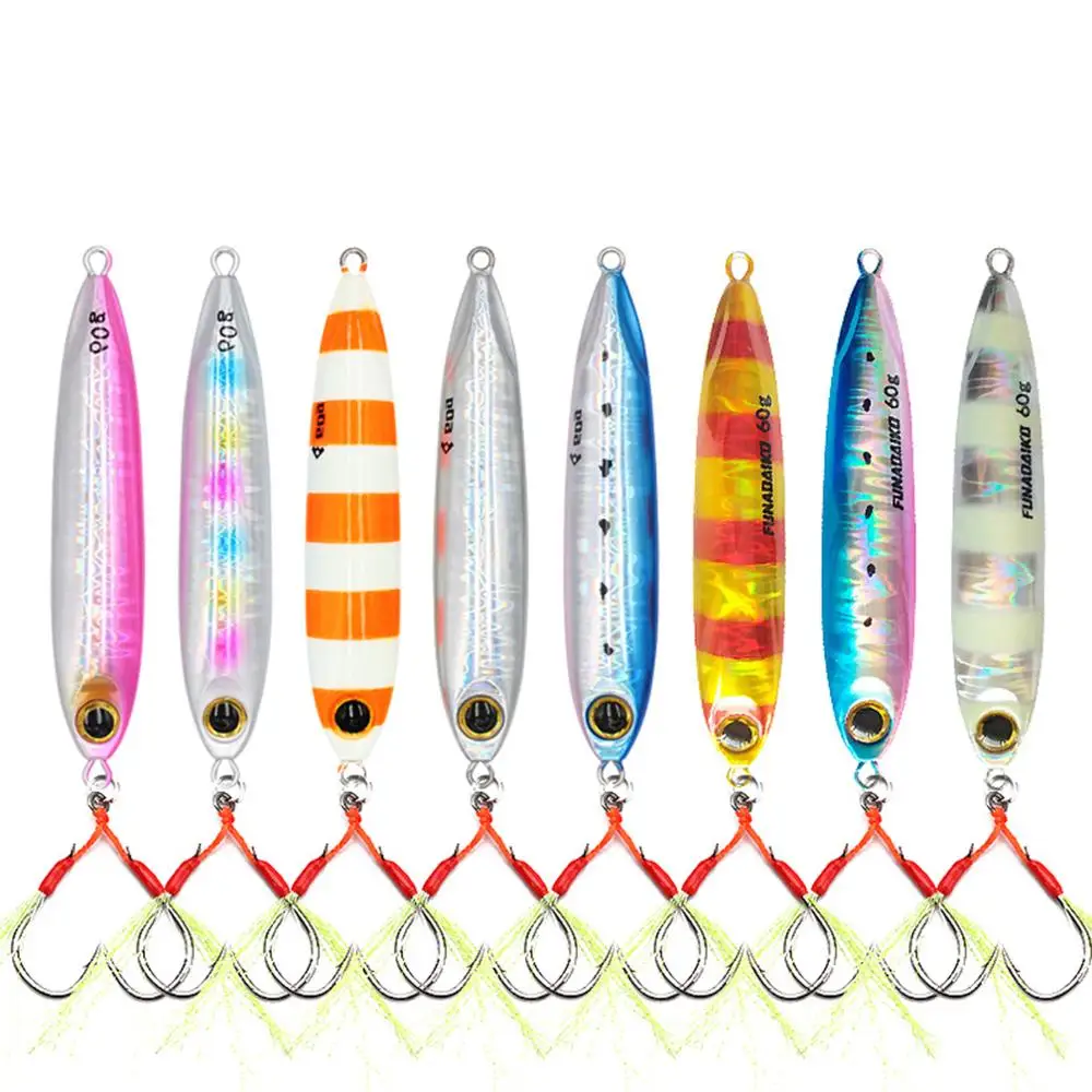 

5PCS Deep sea Fishing Jigging Glow zebra Slow Jig Jigbait Spoon Lure baits 30/40/60g