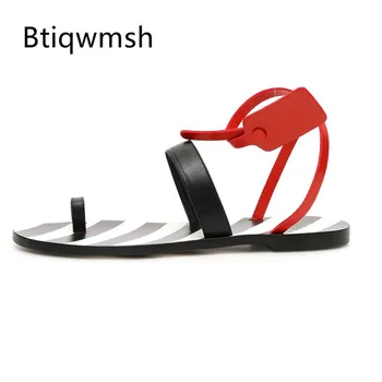 

2019 Zebra Pattern Gladiator Sandals Women Flip Flops Narrow Band Ankle Strap Flat Shoes Woman Beach Slippers