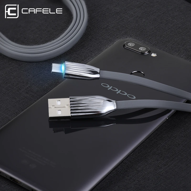 CAFELE светодиодный светильник Micro USB кабель для huawei Xiaomi Samsng Синхронизация данных Быстрая зарядка USB кабель умное управление 120 см