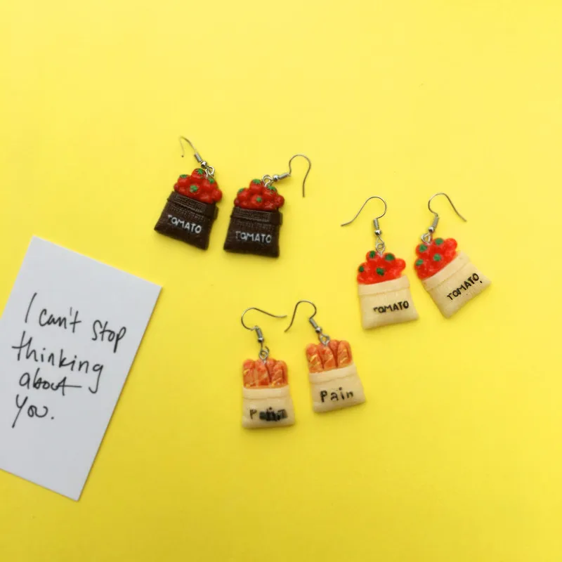 

Discount!Creative Funny Cute Tomato&Fries Dangle Earring Macarons Lovely Resin Earring Women Girls Jewelry Best Hook Earring