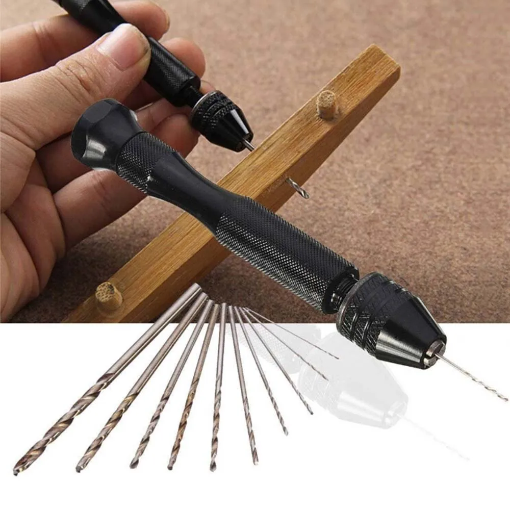 10Pcs/set Twist Drill Bits Micro Hand with Keyless Chuck Woodworking Drilling Rotary Tools Set | Инструменты