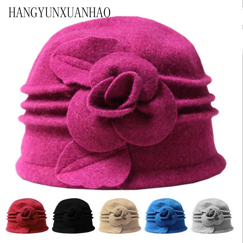 

HANGYUNXUANHAO2019 New Female Wool Knitted Hats 2019 New Brand Stylish Winter Warm Beanie Women Painter Bonnet Hats For Girl