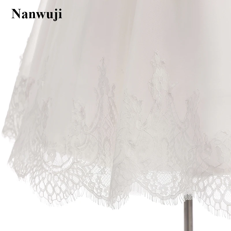 nanwuji Короткое свадебное платье Иллюзия спинки корсет дешевые свадебное платье