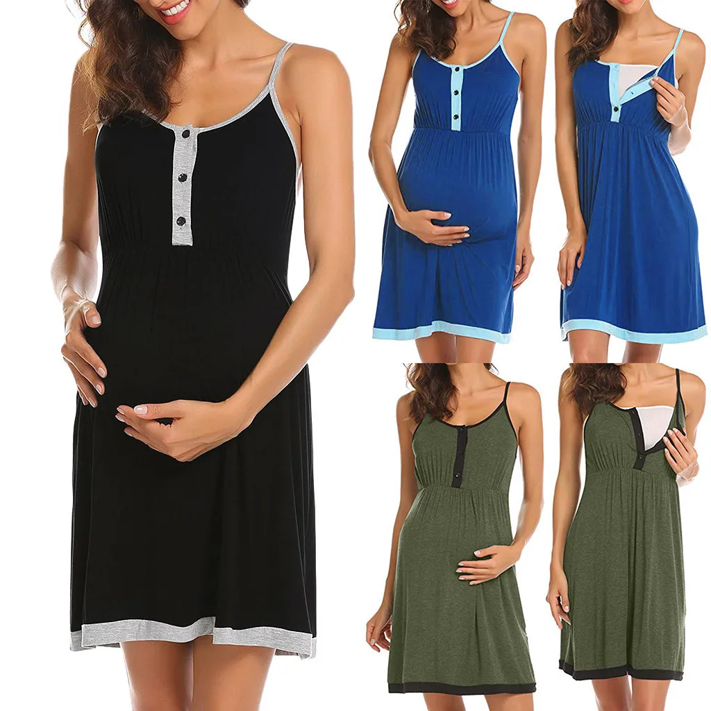 

Women Dress Pregnant Maternity Solid Tunic Breastfeeding Summer Pregnancy Dresses For Feeding Maternity Tops Robe Allaitement