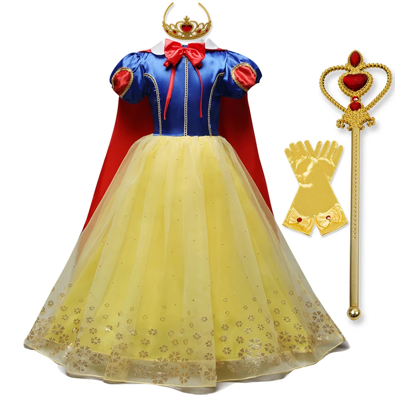 

Fancy Snow White Cosplay Dresses for Girls Halloween Party Princess Dress Children tulle Ball Gown Kids Christmas vestidos