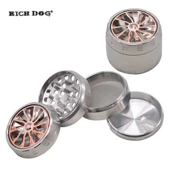 

RICH DOG Wheel Zinc Alloy Smoking Grinder 2.48Inch 4Piece Sharp Diamond Teeth Metal Tobacco Herb Grinder Spice Crusher