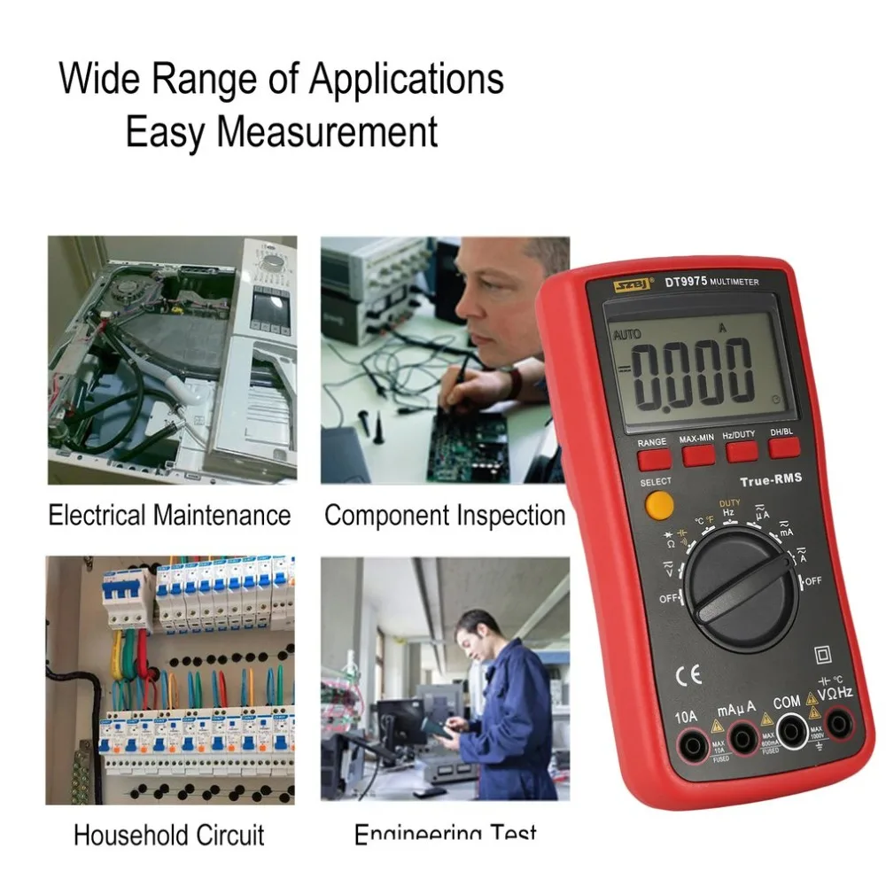 

SZBJ DT9975 Digital Multimeter DC/AC Voltage Current Meter Handheld Voltmeter Ammeter Diode Triode Tester True RMS Auto Range