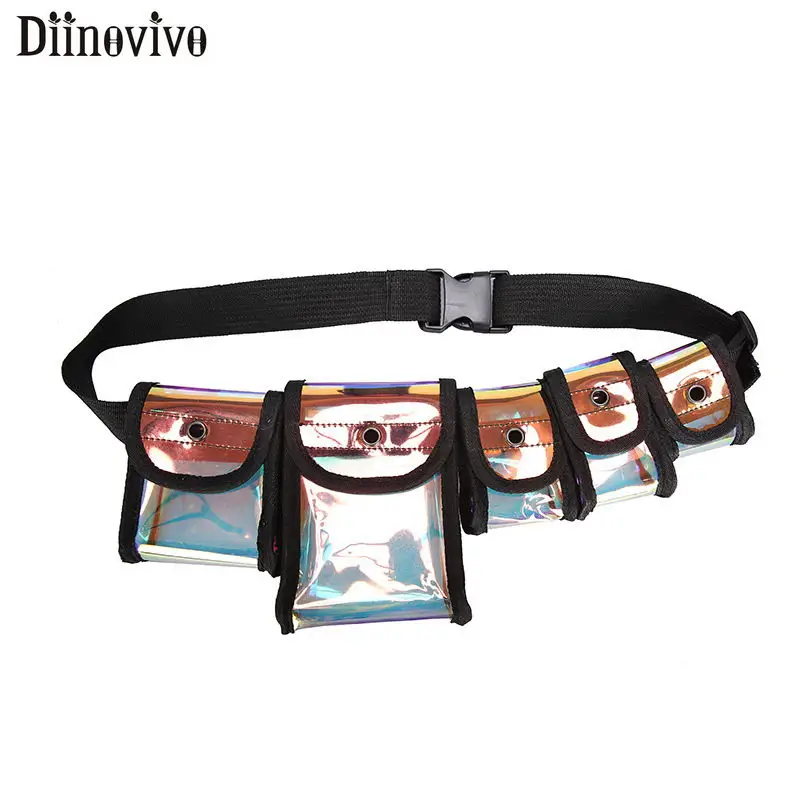 

DIINOVIVO Laser Tactical Package Fanny Pack For Women Fashion Unisex Chest Transparent Bag New PVC Bum Bags Waist Pack WHDV1101