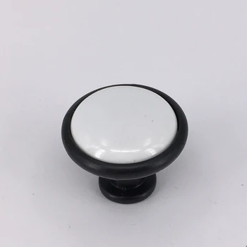 

DIA 32mm round kitchen cabinet knob drawer pull handle Ceramic Cupboard Wardrobe children room furniture knob with black base