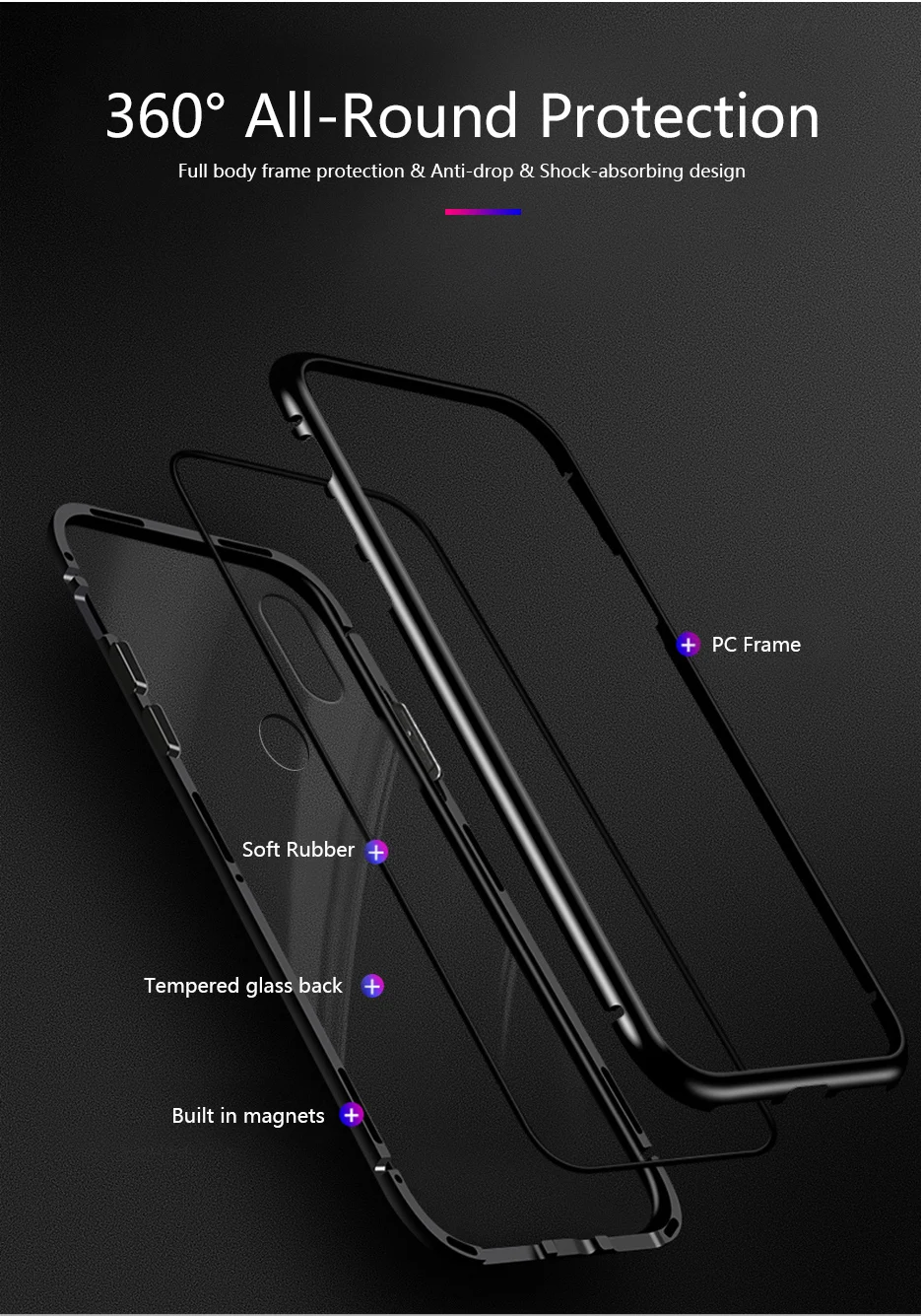 Металлический магнитный чехол для Xiaomi mi 8, закаленное стекло, магнитный адсорбционный чехол для mi 8 SE, стеклянная задняя крышка, бампер Xiaomi mi 8 Lite