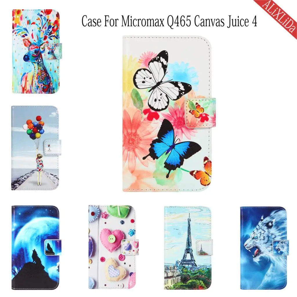 

Case For Micromax Q465 Canvas Juice 4 Case Fashion Cartoon Pattern High Quality leather protective cover Mobile phone bag