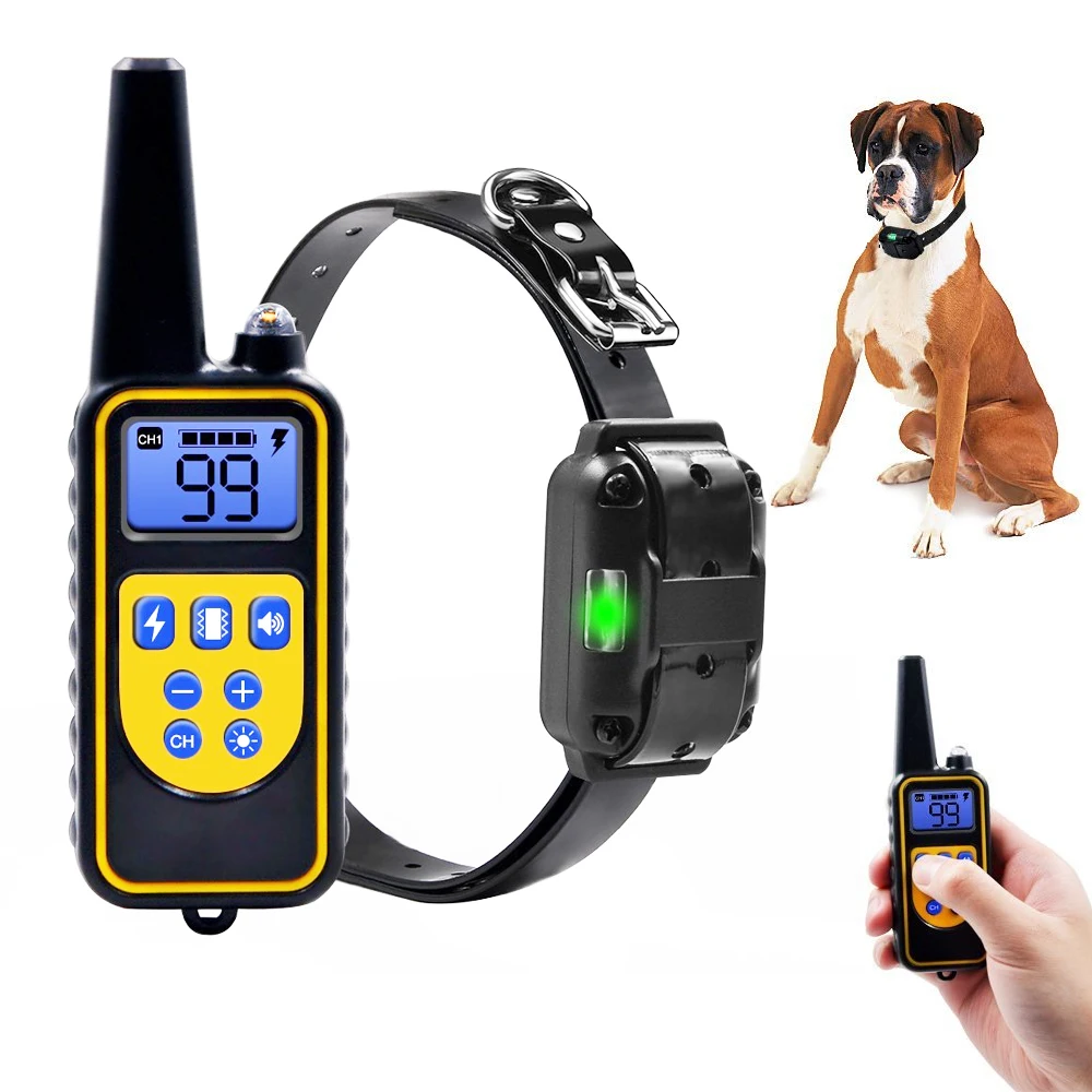 

800m Electric Dog Training Collar Pet Remote Control Waterproof Rechargeable with LCD Display for All Size Shock Vibration Sound